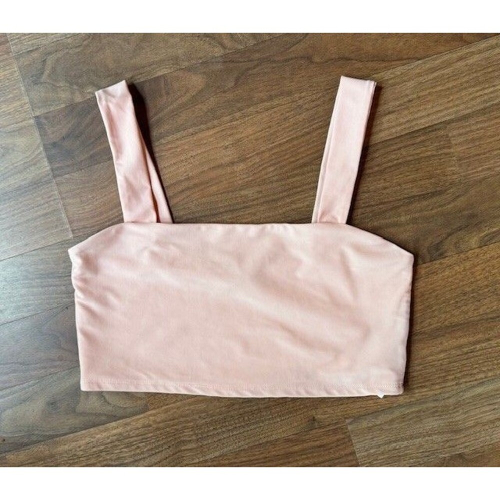 Forever 21 Peach Sleeveless Croptop Cami Large Stretch Bodycon Cropped Tank Top